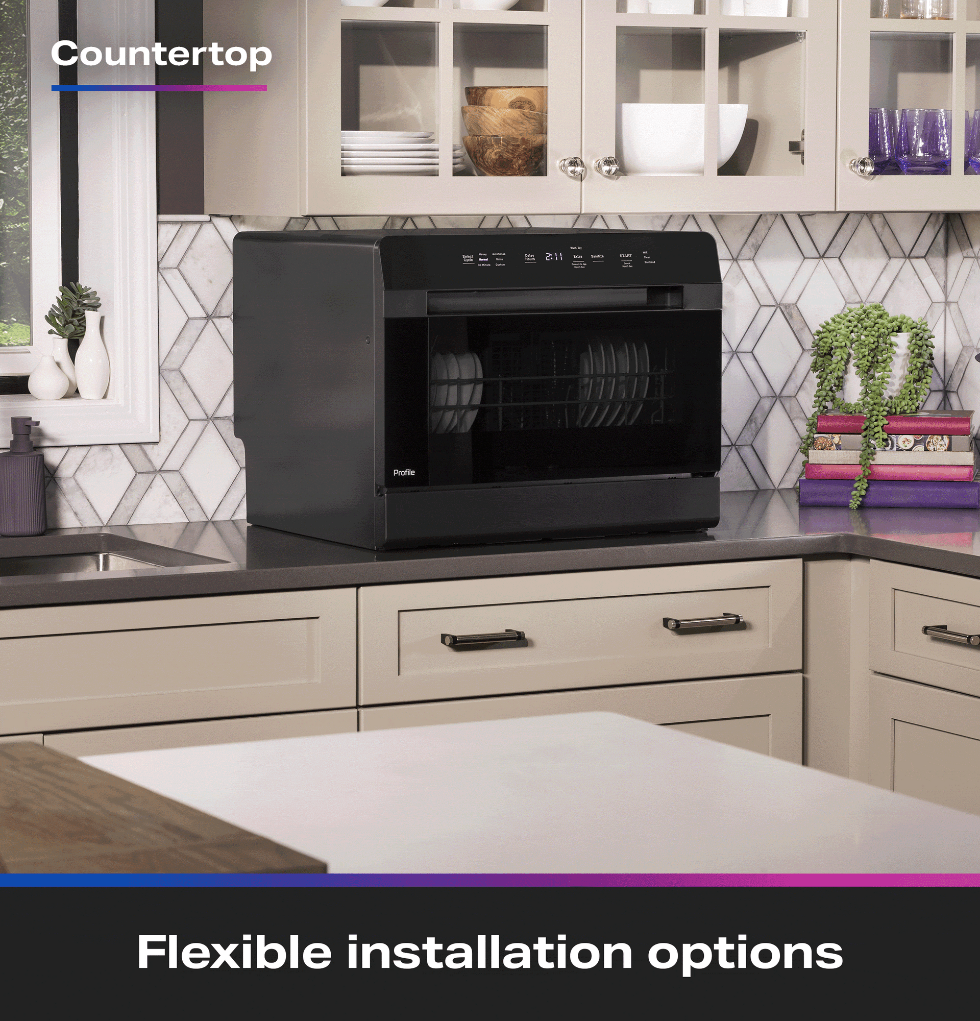 GE Profile™ ENERGY STAR® Smart Compact Dishwasher for Countertop or Built-In PZF560HGWBB