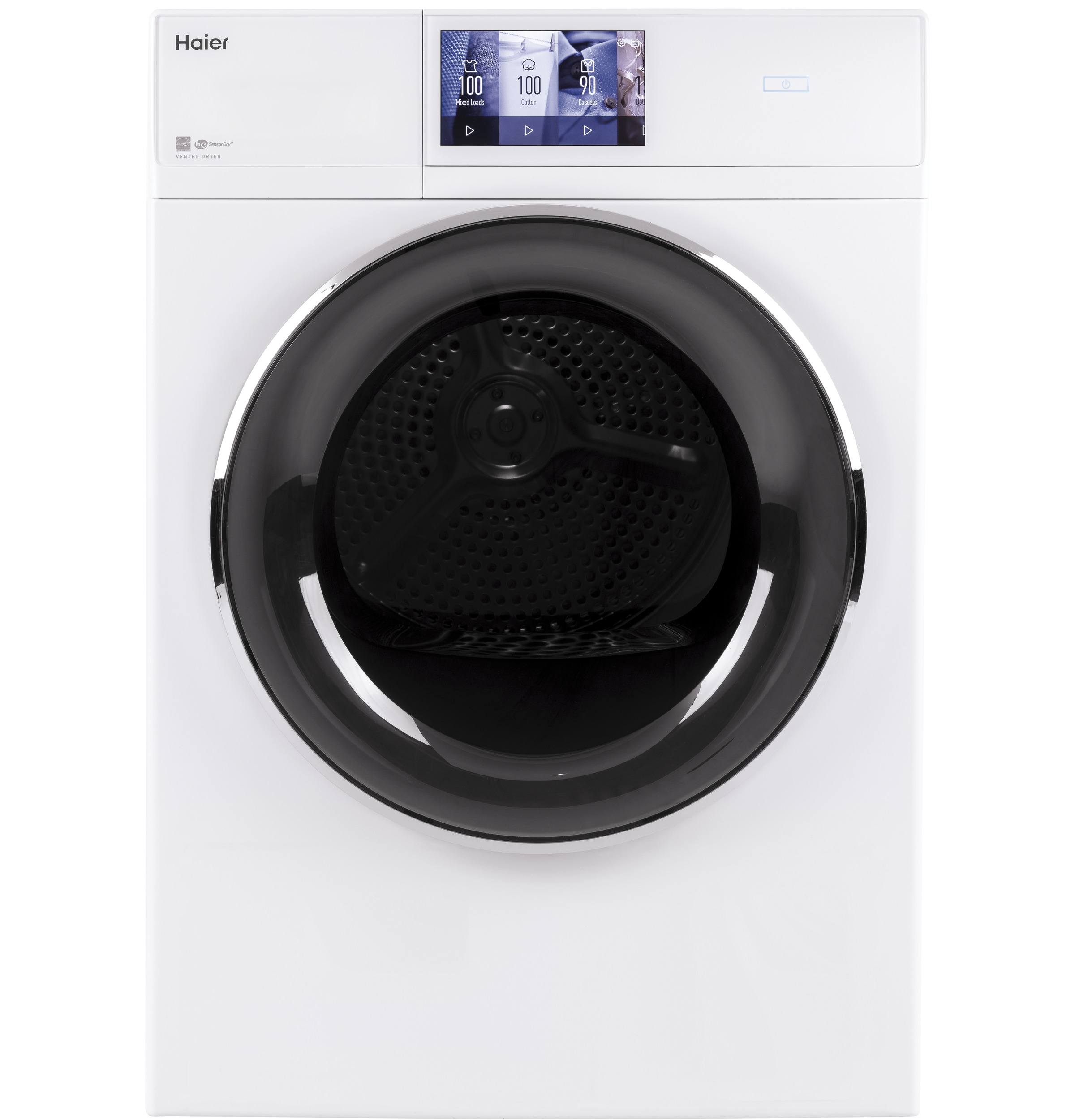 Haier ENERGY STAR® 4.3 cu.ft. Capacity Smart 24" Frontload Electric Dryer with Stainless Steel Basket QFD15ESSNWW