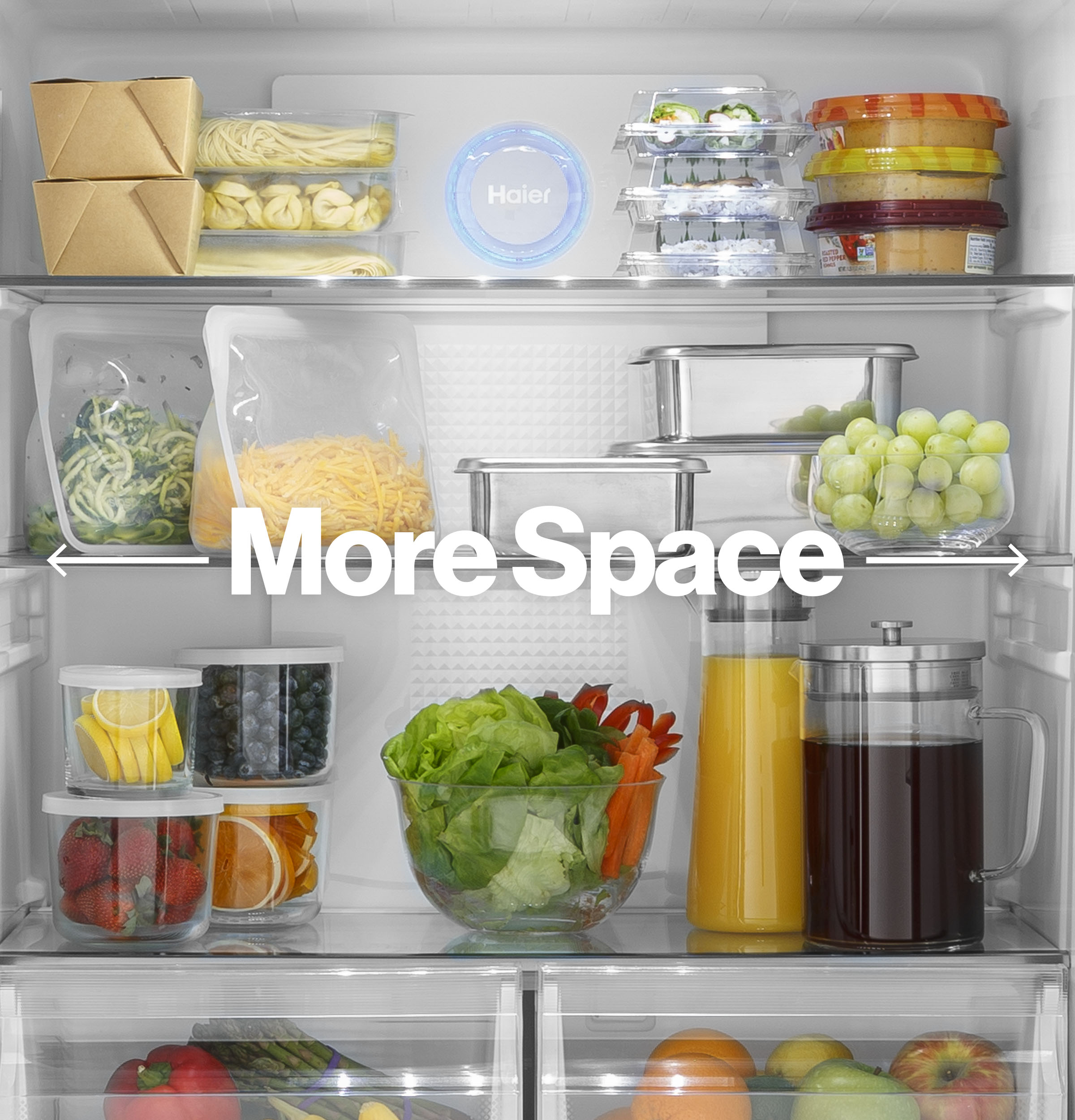 Haier ENERGY STAR® 16.8 Cu. Ft. Quad Door RefrigeratorHaier ENERGY STAR® 16.8 Cu. Ft. Quad Door Refrigerator QHE16HYPFS