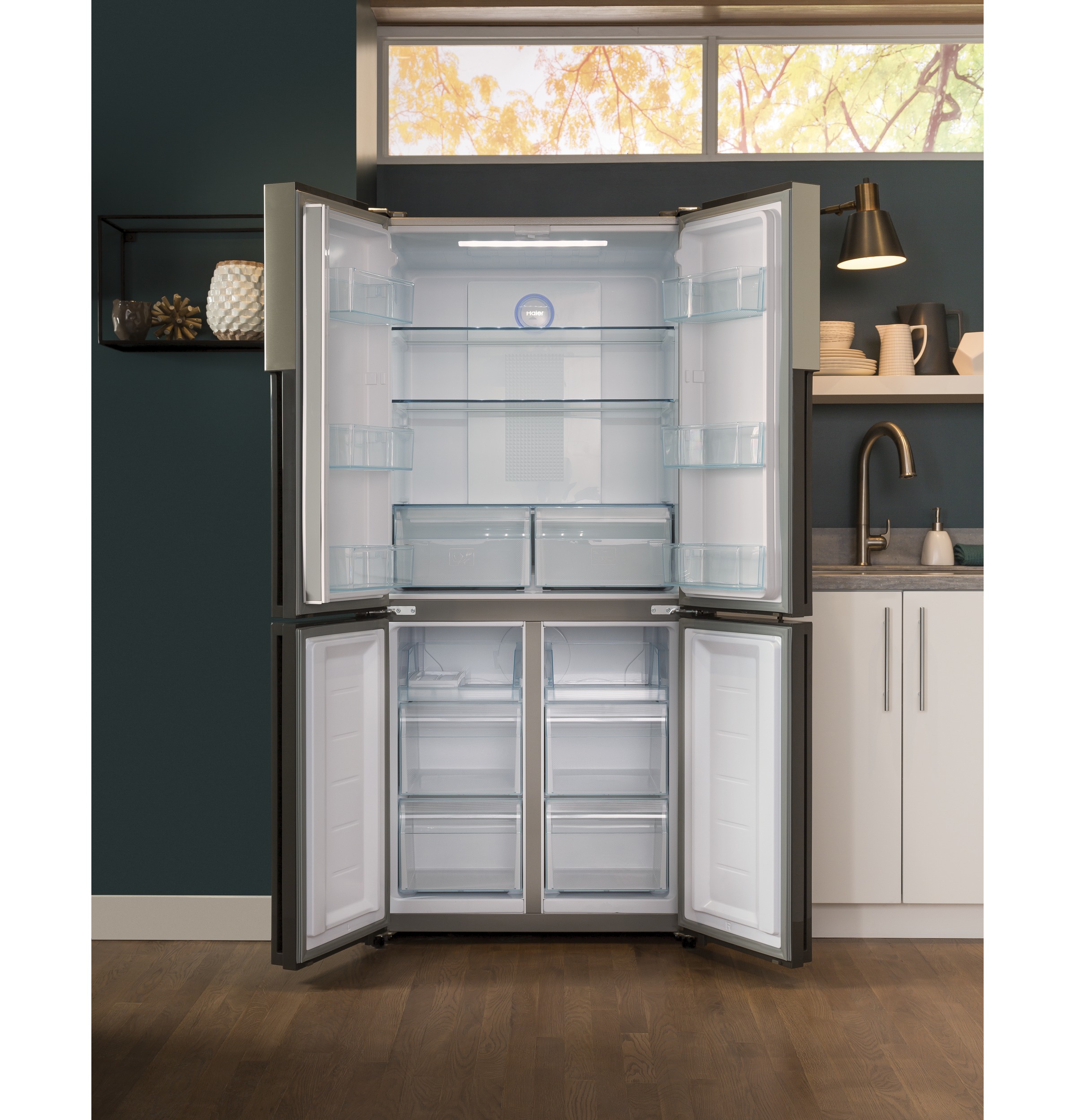 Haier ENERGY STAR® 16.8 Cu. Ft. Quad Door RefrigeratorHaier ENERGY STAR® 16.8 Cu. Ft. Quad Door Refrigerator QHE16HYPFS