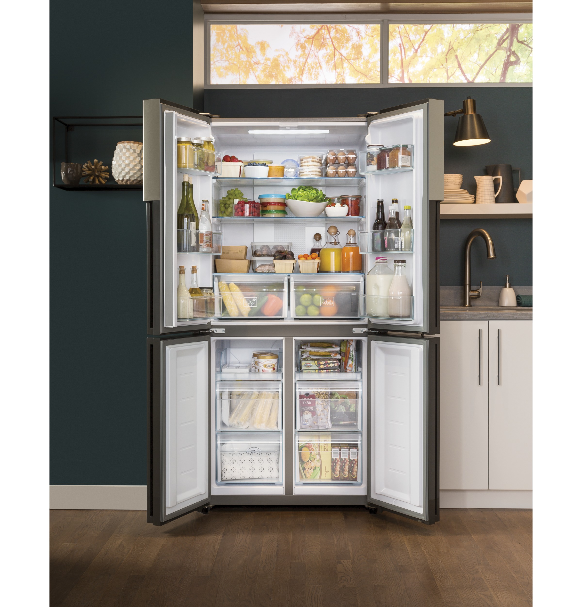 Haier ENERGY STAR® 16.8 Cu. Ft. Quad Door RefrigeratorHaier ENERGY STAR® 16.8 Cu. Ft. Quad Door Refrigerator QHE16HYPFS