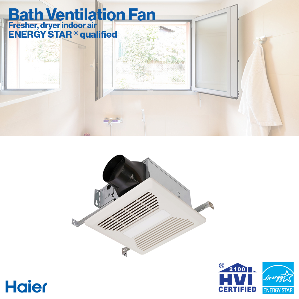 Haier 80 CFM Bathroom Exhaust Fan with LED LightsHaier 80 CFM Bathroom Exhaust Fan with LED Lights QVE801DTWW
