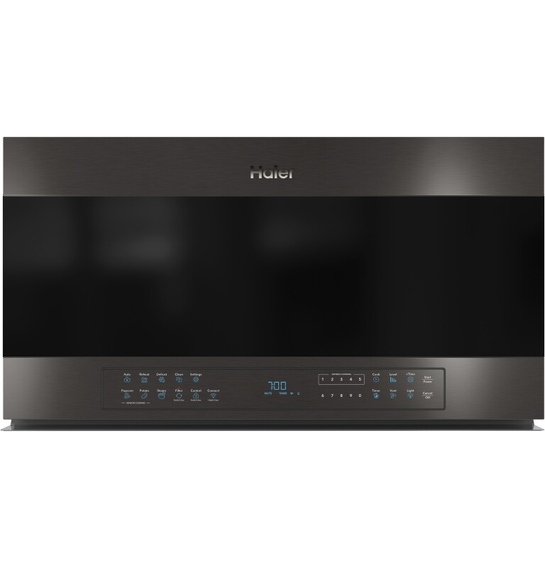 Haier 30" 1.6 Cu. Ft. Smart Over-the-Range Microwave Oven Black Stainless QVM7167BNTS Picture 1