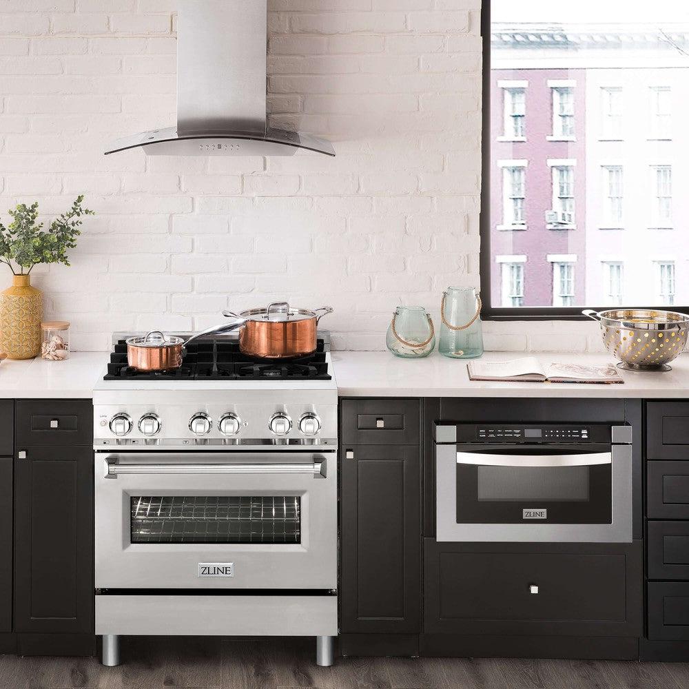 30" 4.0 cu. ft. Dual Fuel Range with Gas Stove and Electric Oven RA30