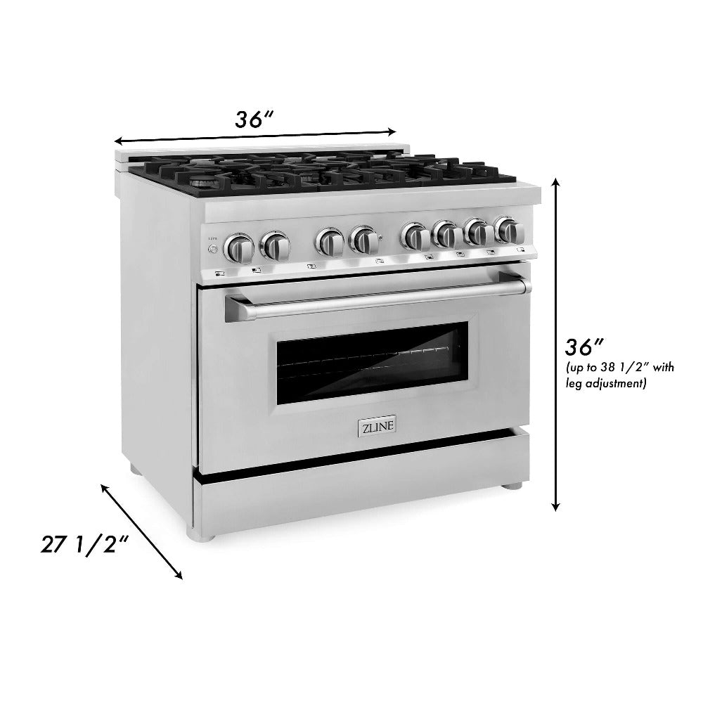 36" 4.6 cu. ft. Dual Fuel Range with Gas Stove and Electric Oven RA36