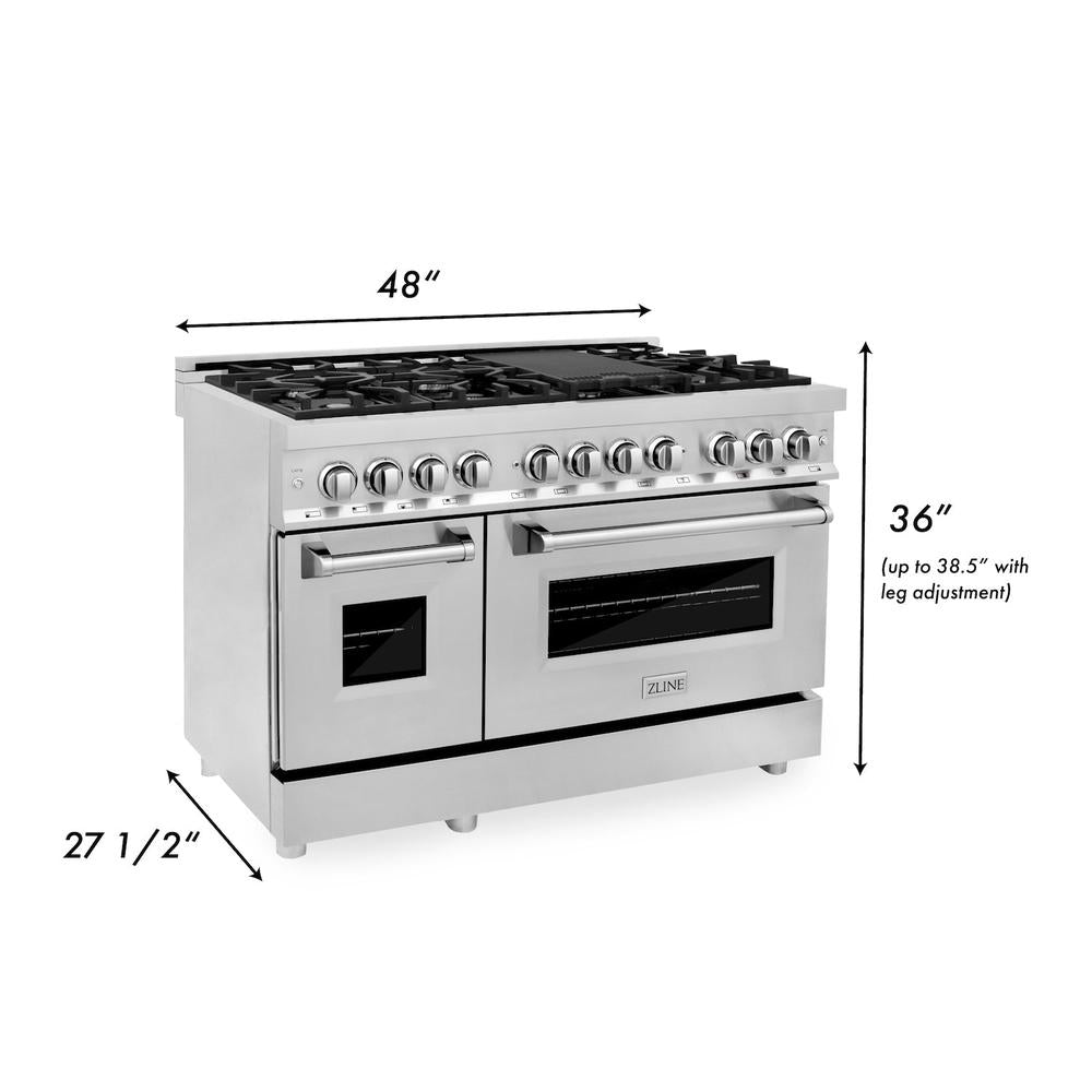 48" 6.0 cu. ft. Dual Fuel Range with Gas Stove and Electric Oven RA48