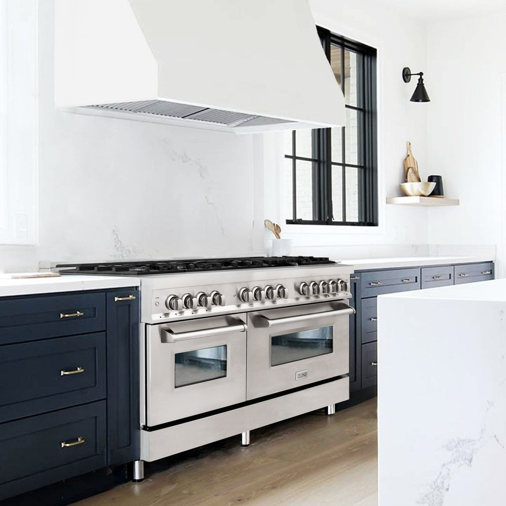 60 In. 7.4 Cu. Ft. Legacy Dual Fuel Range With 9 Burner Gas Cooktop And 2 Electric Convection Ovens In Stainless Steel RA60