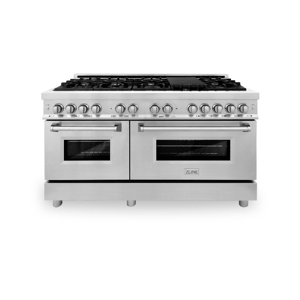60 In. 7.4 Cu. Ft. Legacy Dual Fuel Range With 9 Burner Gas Cooktop And 2 Electric Convection Ovens In Stainless Steel RA60