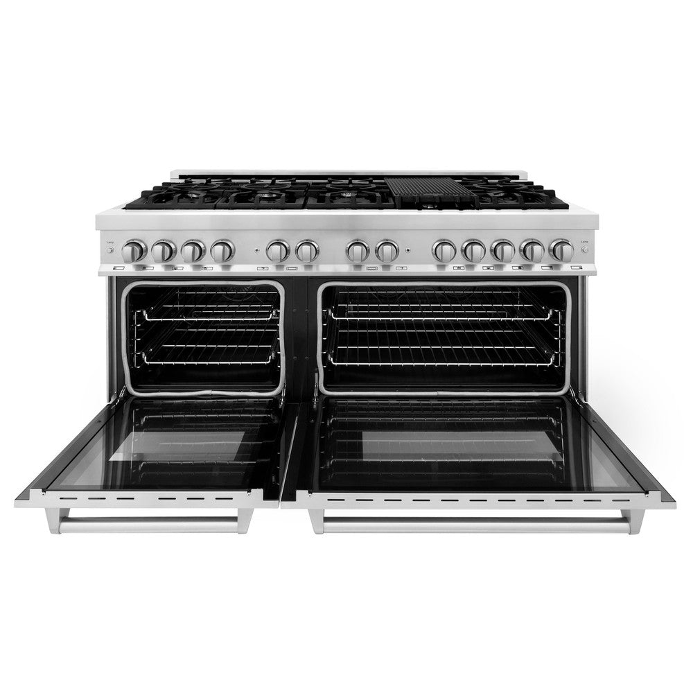 60 In. 7.4 Cu. Ft. Legacy Dual Fuel Range With 9 Burner Gas Cooktop And 2 Electric Convection Ovens In Stainless Steel RA60
