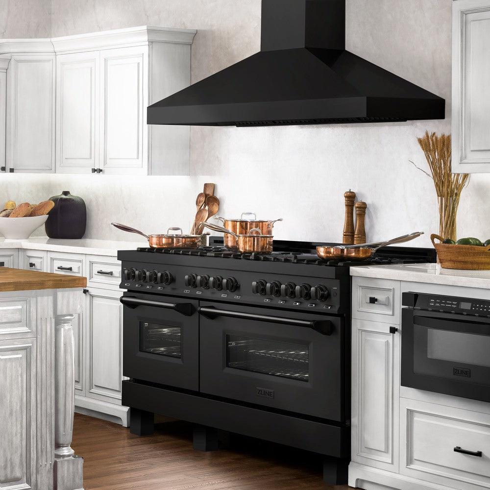 60 In. 7.4 Cu. Ft. Legacy Dual Fuel Range With 9 Burner Gas Cooktop And 2 Electric Convection Ovens In Black Stainless Steel RAB60