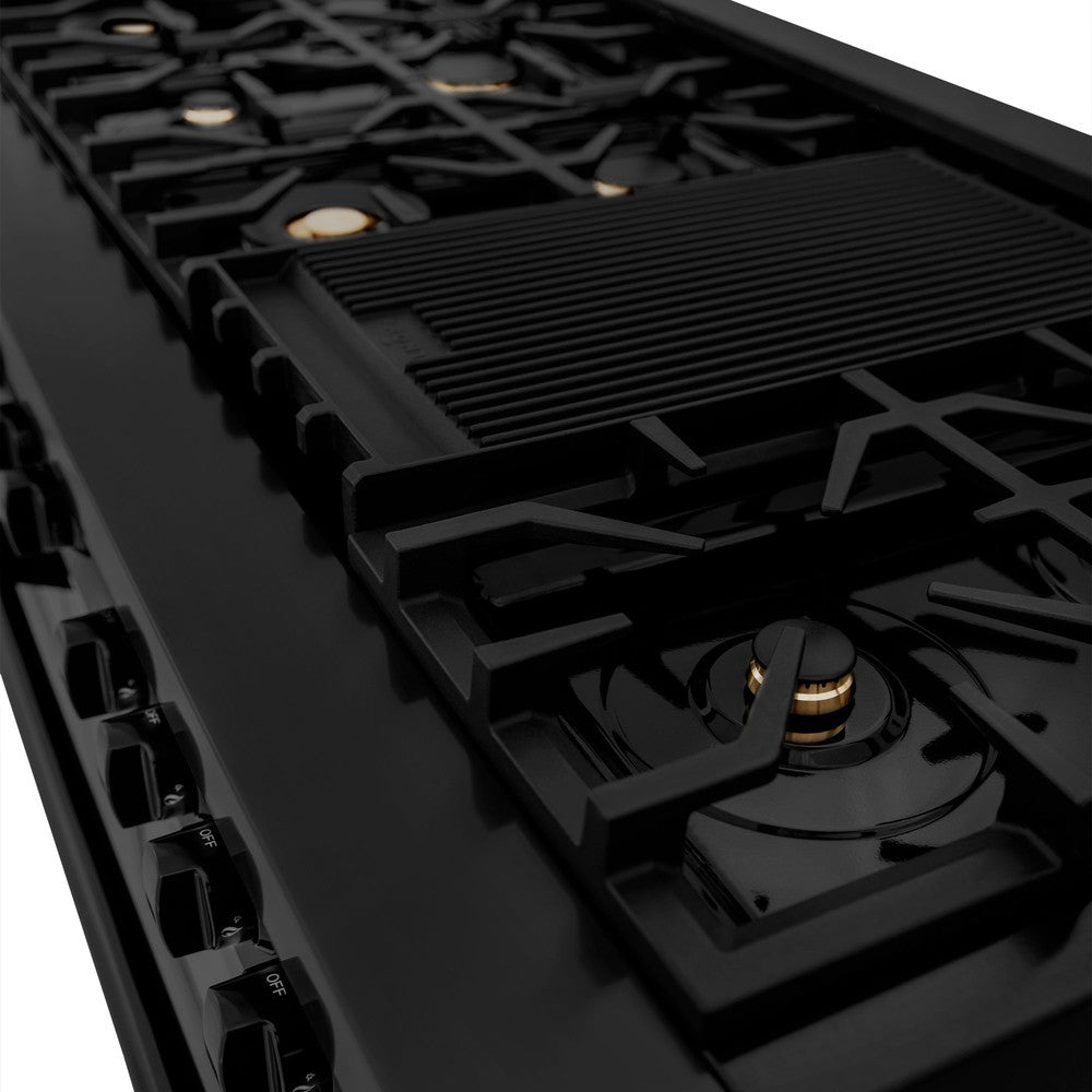 60 In. 7.4 Cu. Ft. Legacy Dual Fuel Range With 9 Burner Gas Cooktop And 2 Electric Convection Ovens In Black Stainless Steel RAB60