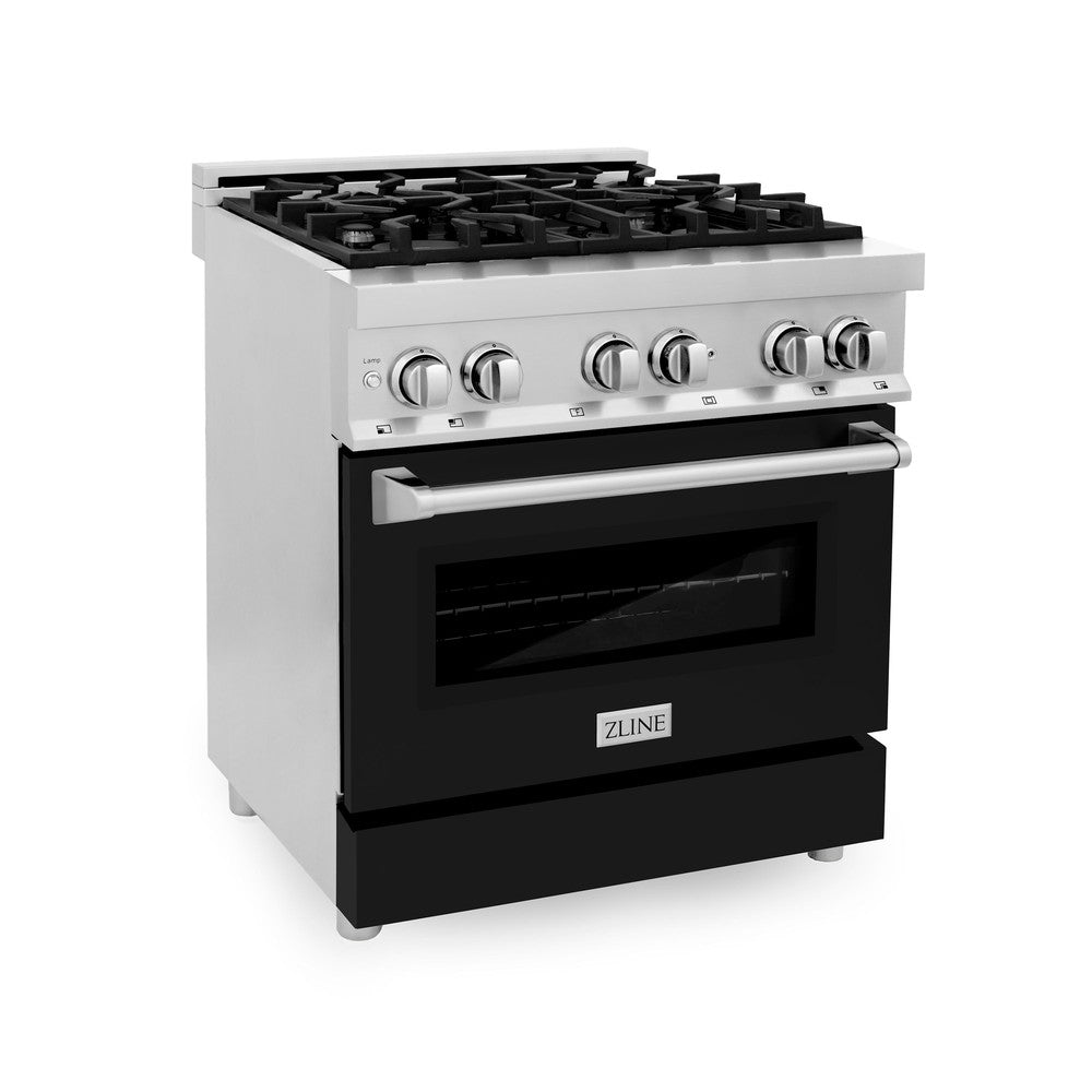 30" 4.0 cu. ft. Dual Fuel Range with Gas Stove and Electric Oven and Black Matte Door RABLM30