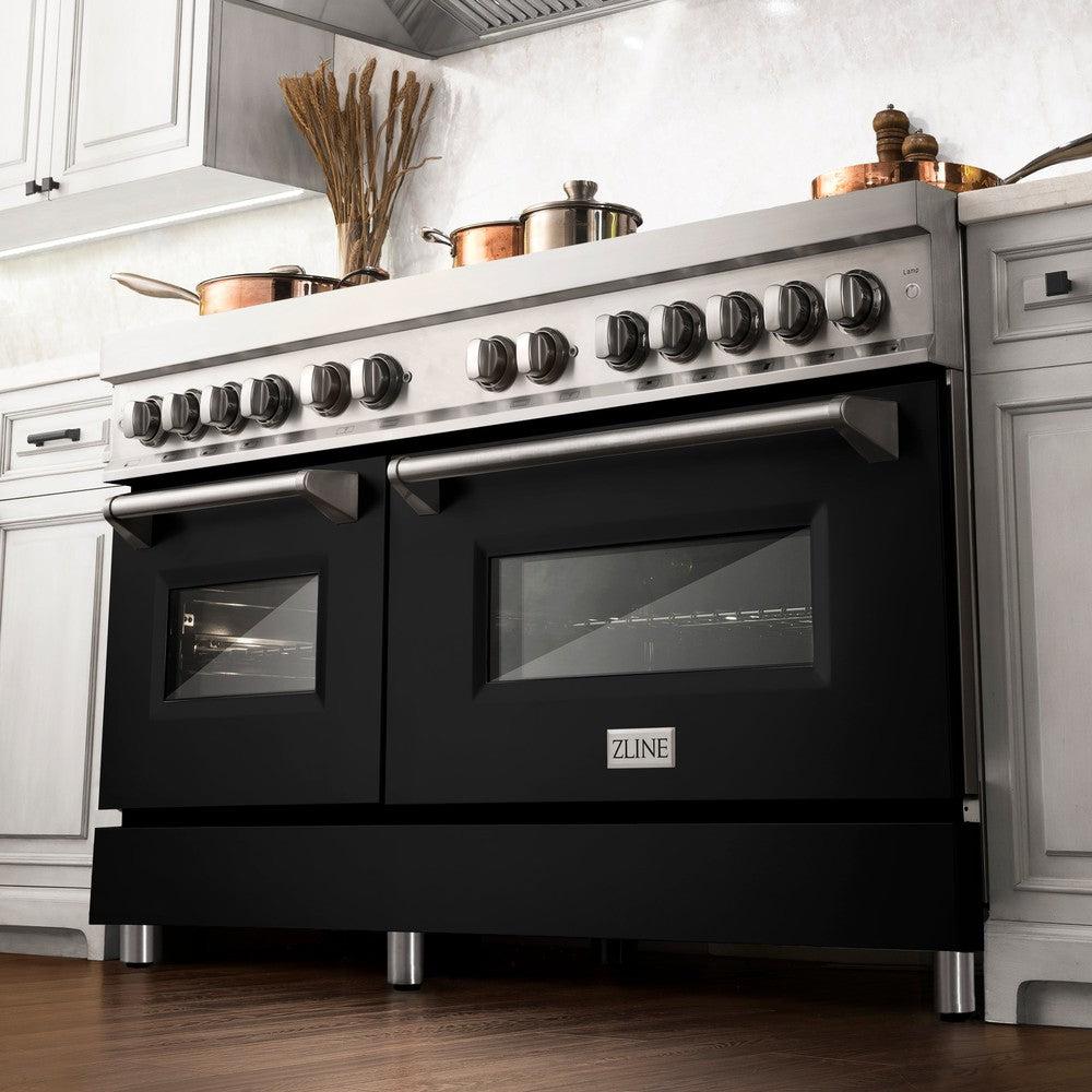 60" 7.4 cu. ft. Dual Fuel Range with Gas Stove and Electric Oven and Black Matte Door RABLM60