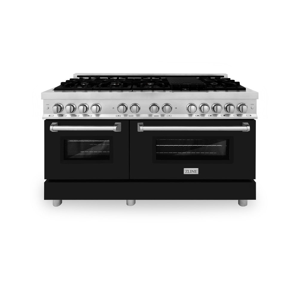 60" 7.4 cu. ft. Dual Fuel Range with Gas Stove and Electric Oven and Black Matte Door RABLM60