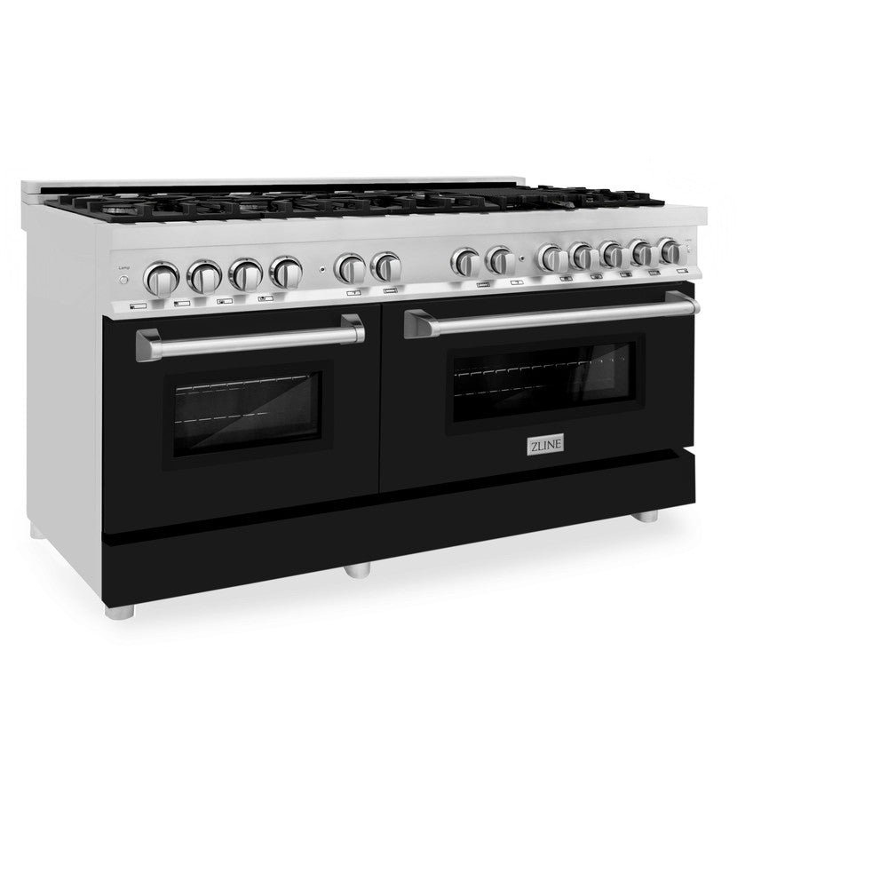 60" 7.4 cu. ft. Dual Fuel Range with Gas Stove and Electric Oven and Black Matte Door RABLM60