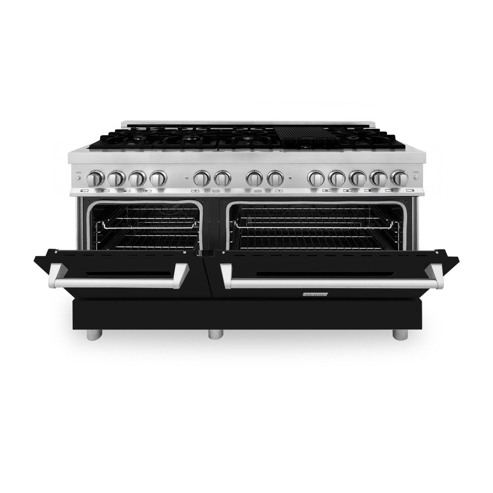 60" 7.4 cu. ft. Dual Fuel Range with Gas Stove and Electric Oven and Black Matte Door RABLM60