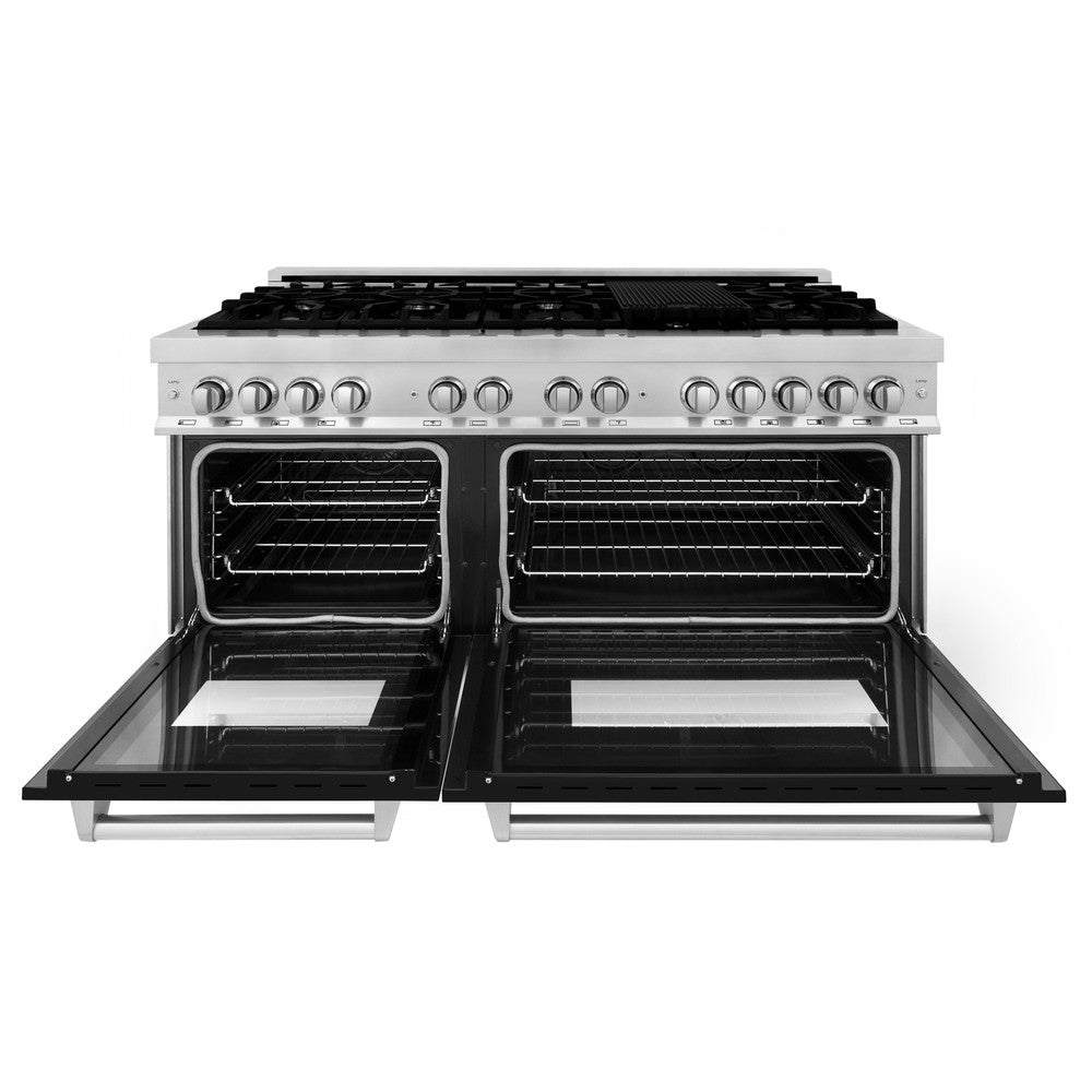 60" 7.4 cu. ft. Dual Fuel Range with Gas Stove and Electric Oven and Black Matte Door RABLM60