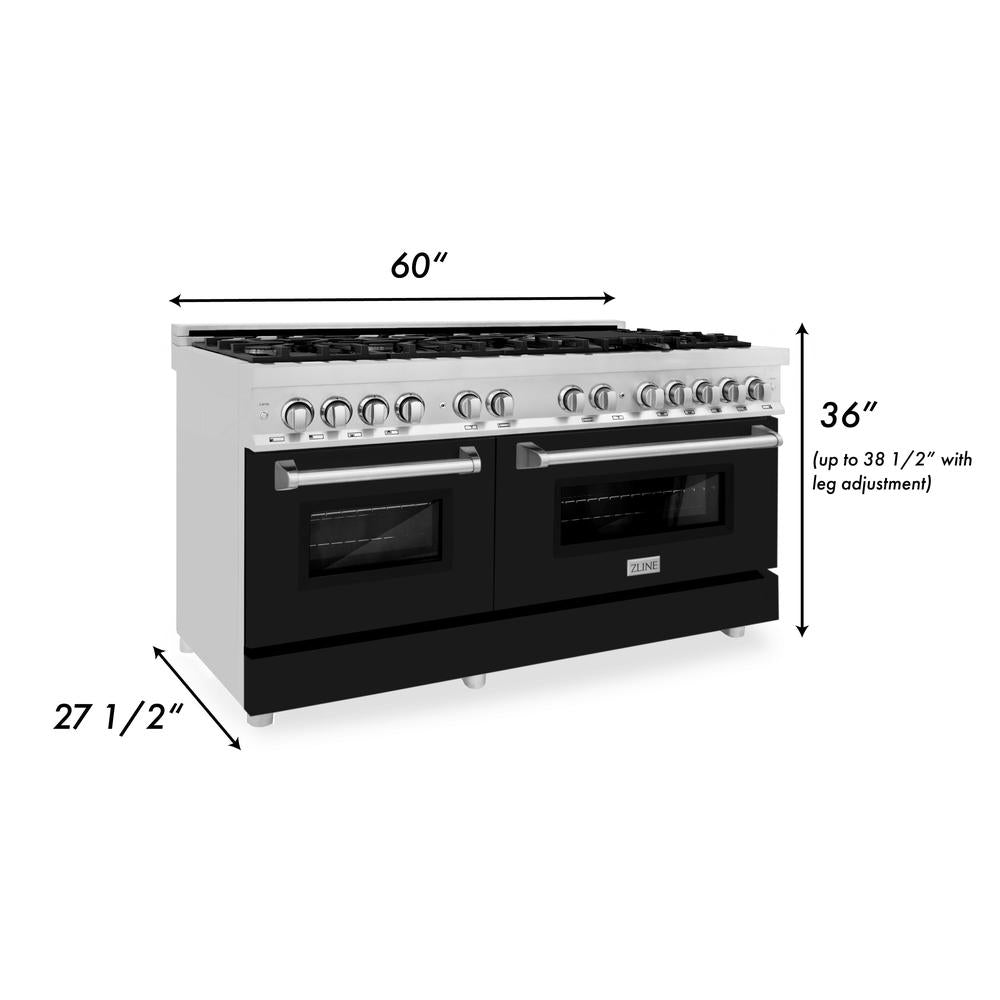 60" 7.4 cu. ft. Dual Fuel Range with Gas Stove and Electric Oven and Black Matte Door RABLM60
