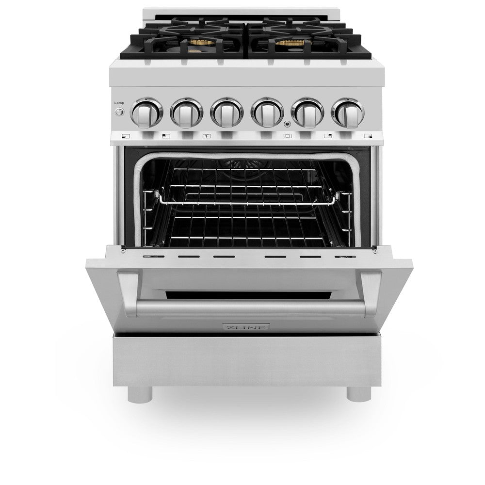 24" 2.8 cu. ft. Dual Fuel Range with Gas Stove and Electric Oven with Brass Burners RABR24
