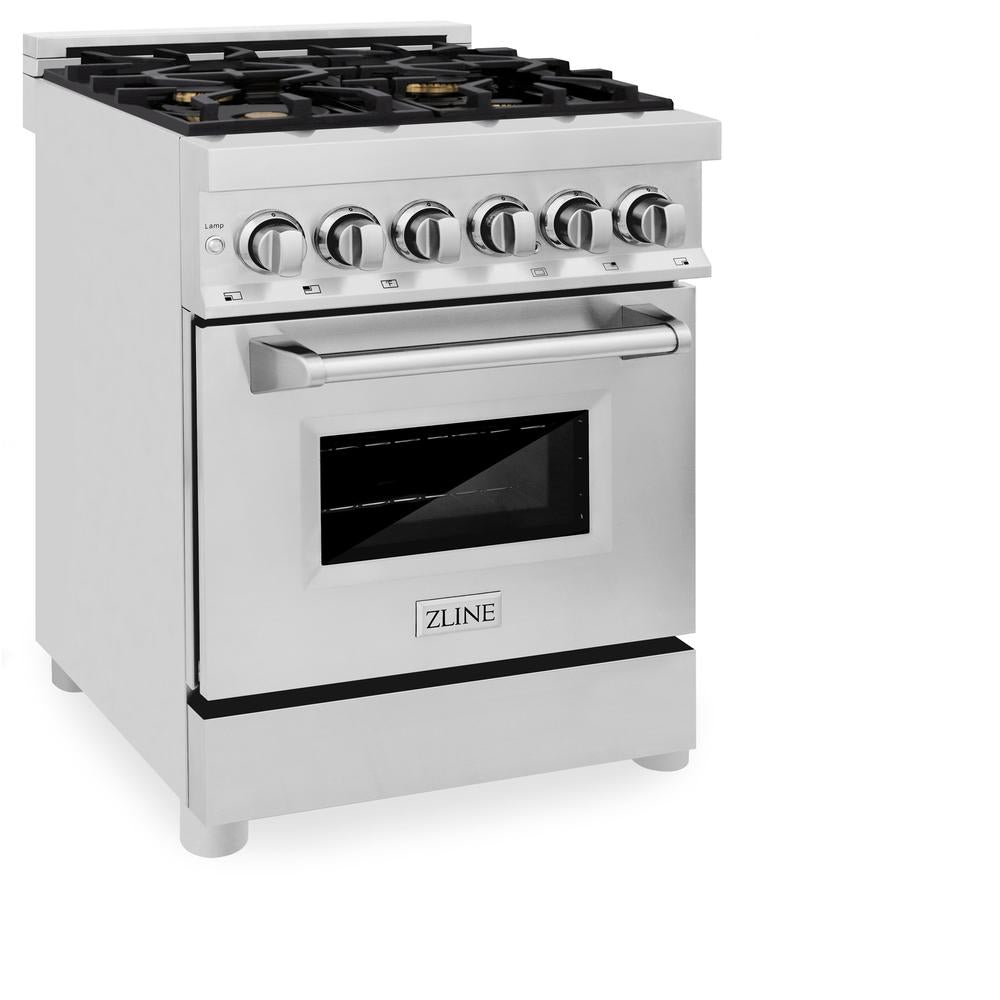 24" 2.8 cu. ft. Dual Fuel Range with Gas Stove and Electric Oven with Brass Burners RABR24