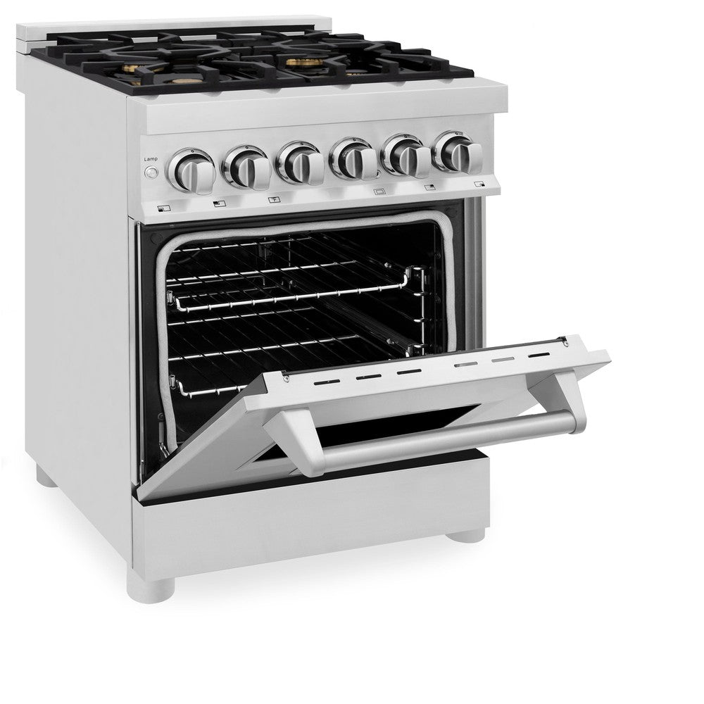 24" 2.8 cu. ft. Dual Fuel Range with Gas Stove and Electric Oven with Brass Burners RABR24
