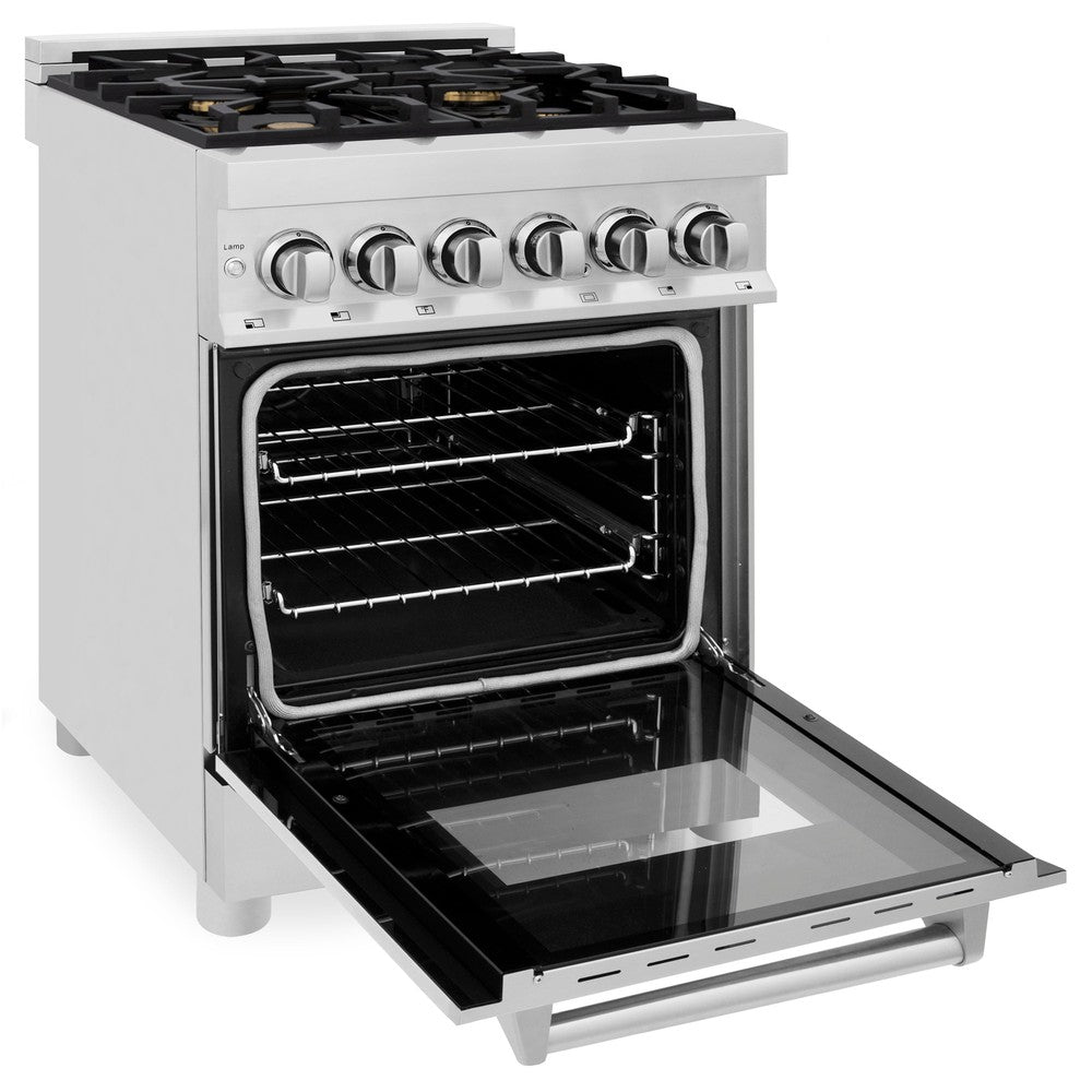 24" 2.8 cu. ft. Dual Fuel Range with Gas Stove and Electric Oven with Brass Burners RABR24