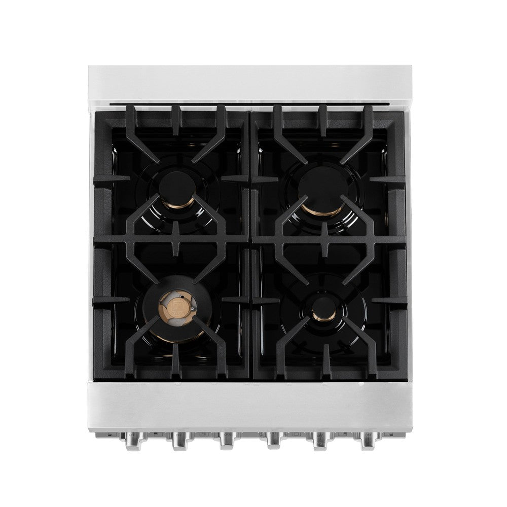24" 2.8 cu. ft. Dual Fuel Range with Gas Stove and Electric Oven with Brass Burners RABR24