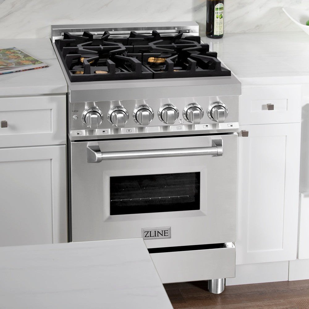 24" 2.8 cu. ft. Dual Fuel Range with Gas Stove and Electric Oven with Brass Burners RABR24