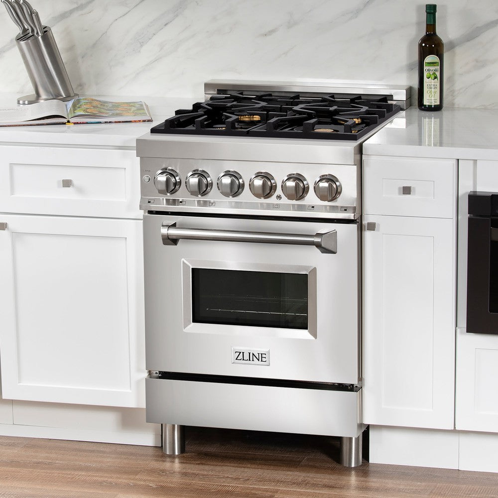 24" 2.8 cu. ft. Dual Fuel Range with Gas Stove and Electric Oven with Brass Burners RABR24