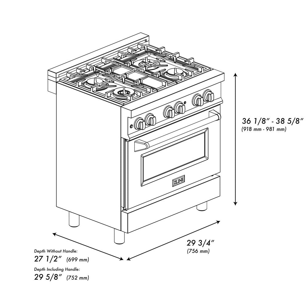 24" 2.8 cu. ft. Dual Fuel Range with Gas Stove and Electric Oven with Brass Burners RABR24