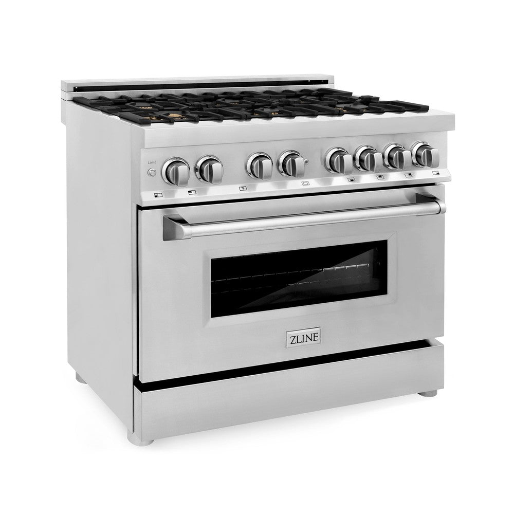 36" 4.6 cu. ft. Dual Fuel Range with Gas Stove and Electric Oven with Brass Burners RABR36
