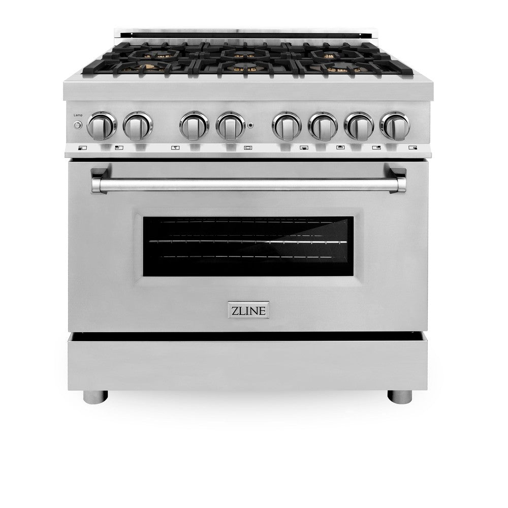 36" 4.6 cu. ft. Dual Fuel Range with Gas Stove and Electric Oven with Brass Burners RABR36