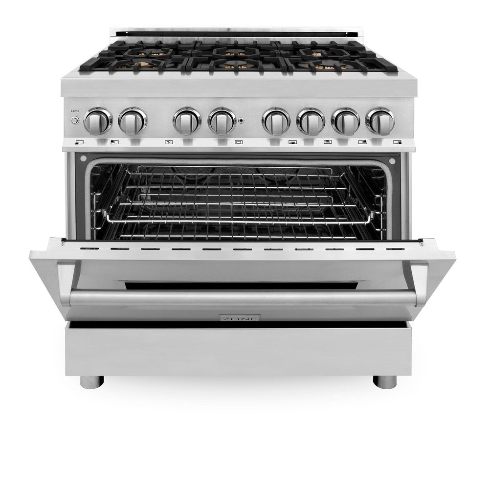 36" 4.6 cu. ft. Dual Fuel Range with Gas Stove and Electric Oven with Brass Burners RABR36