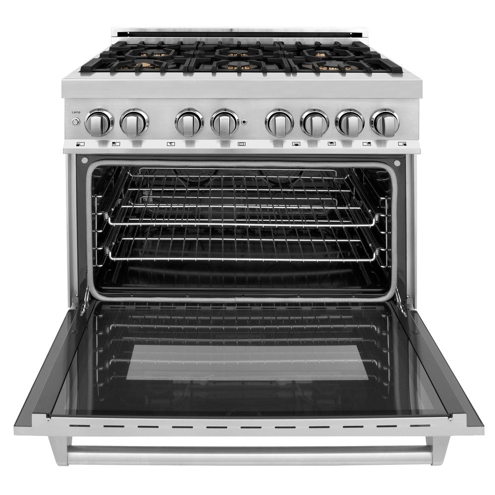 36" 4.6 cu. ft. Dual Fuel Range with Gas Stove and Electric Oven with Brass Burners RABR36