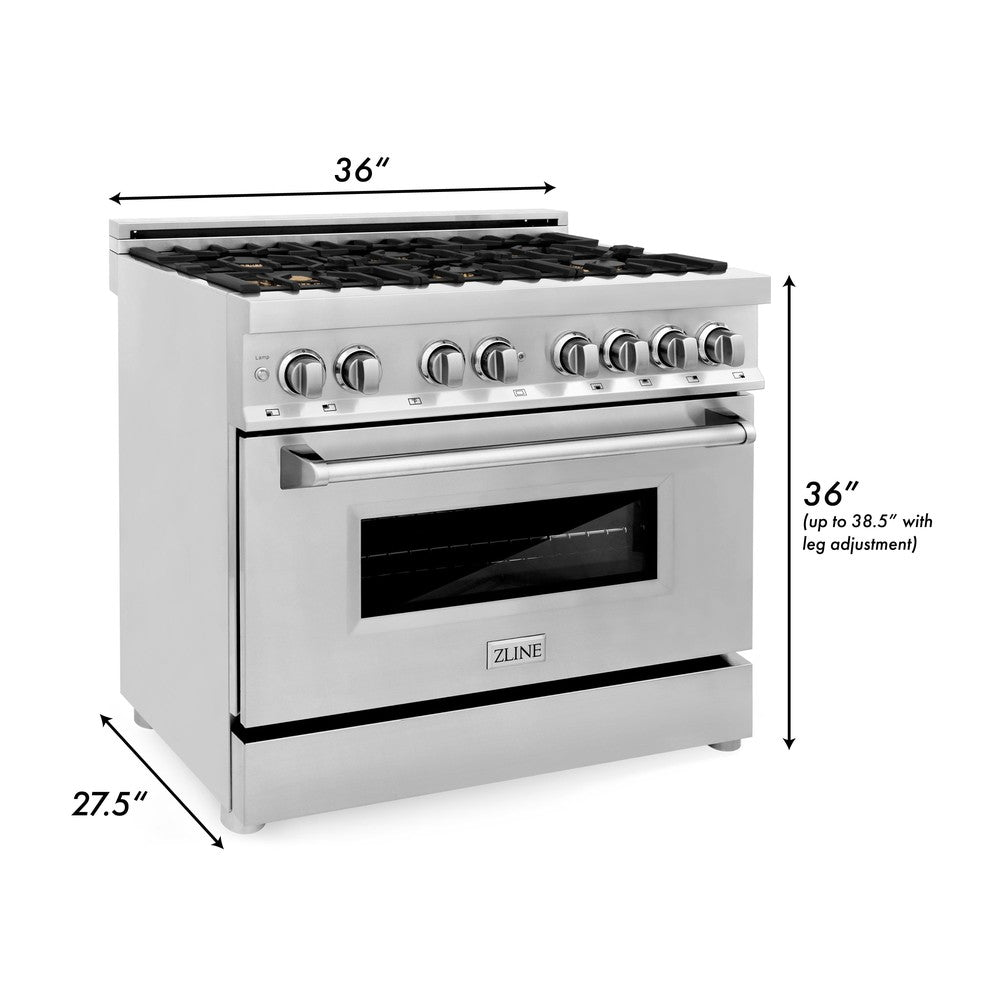 36" 4.6 cu. ft. Dual Fuel Range with Gas Stove and Electric Oven with Brass Burners RABR36