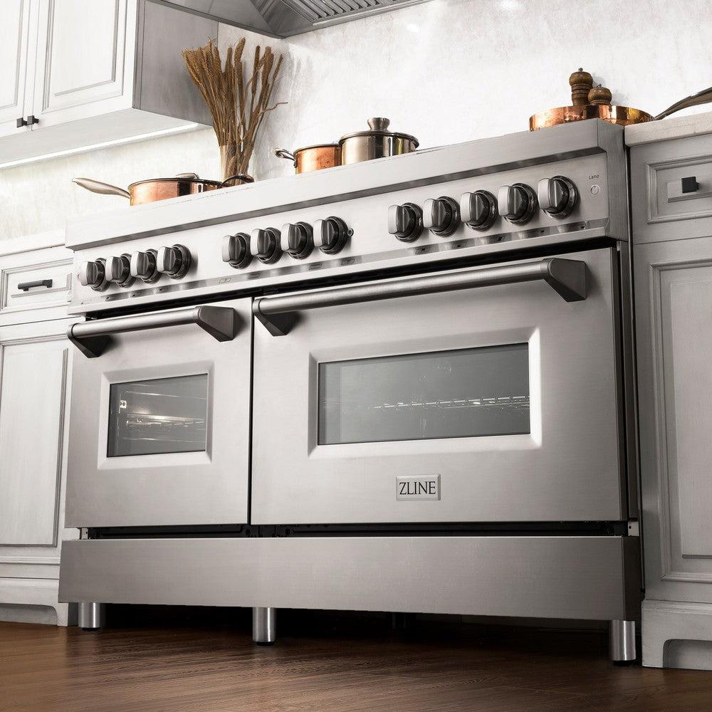 60 In. 7.4 Cu. Ft. Legacy Dual Fuel Range With Gas Cooktop And 2 Electric Convection Ovens In Stainless Steel With 8 Brass Burners RABR60