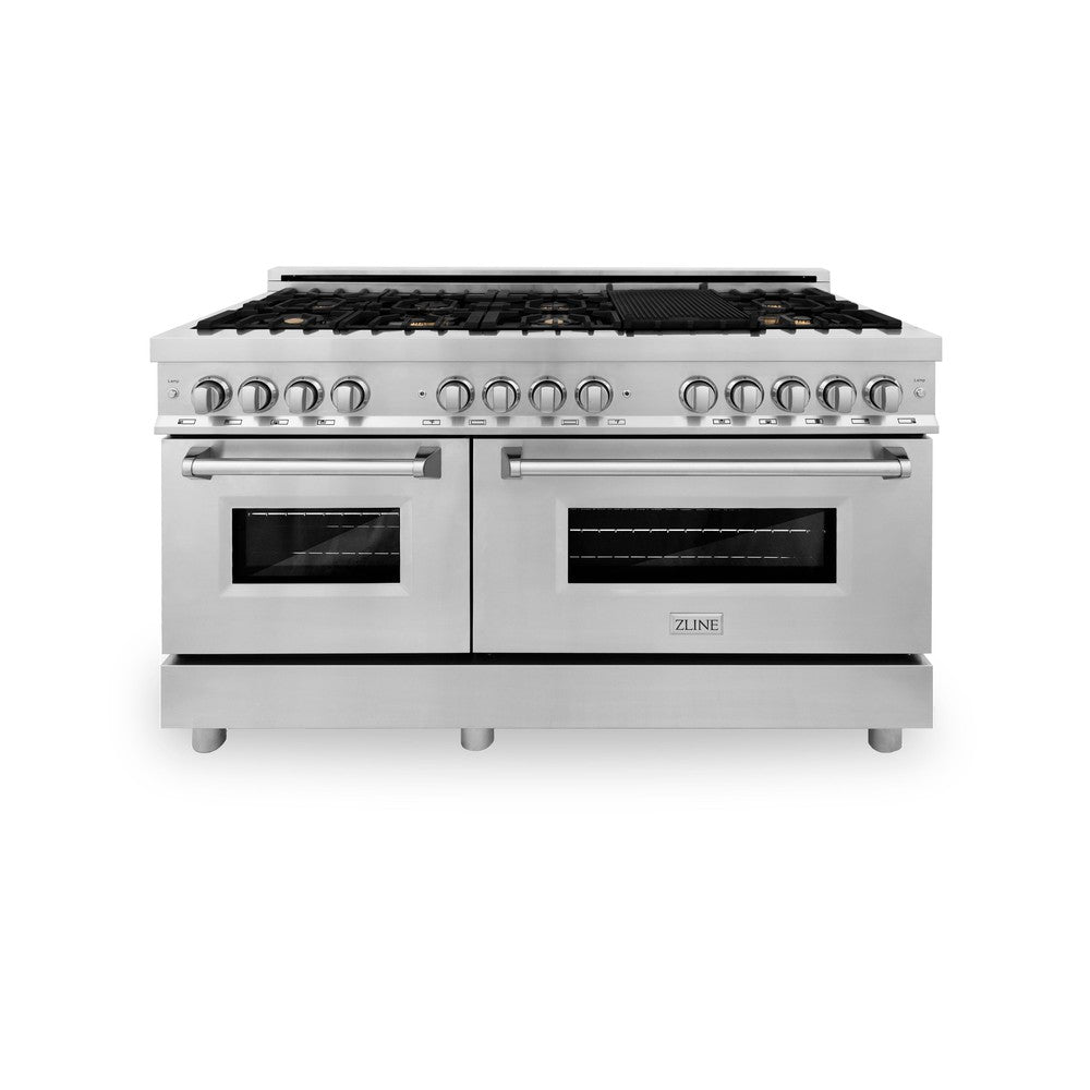 60 In. 7.4 Cu. Ft. Legacy Dual Fuel Range With Gas Cooktop And 2 Electric Convection Ovens In Stainless Steel With 8 Brass Burners RABR60