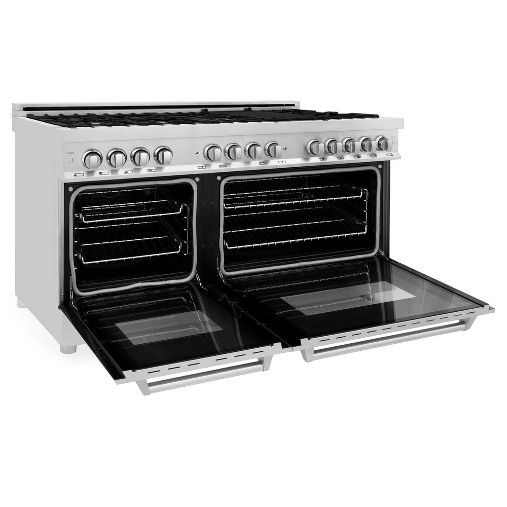 60 In. 7.4 Cu. Ft. Legacy Dual Fuel Range With Gas Cooktop And 2 Electric Convection Ovens In Stainless Steel With 8 Brass Burners RABR60