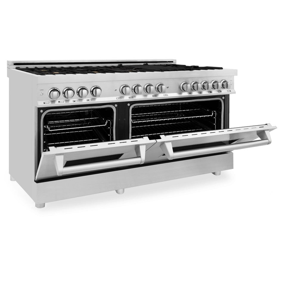 60 In. 7.4 Cu. Ft. Legacy Dual Fuel Range With Gas Cooktop And 2 Electric Convection Ovens In Stainless Steel With 8 Brass Burners RABR60