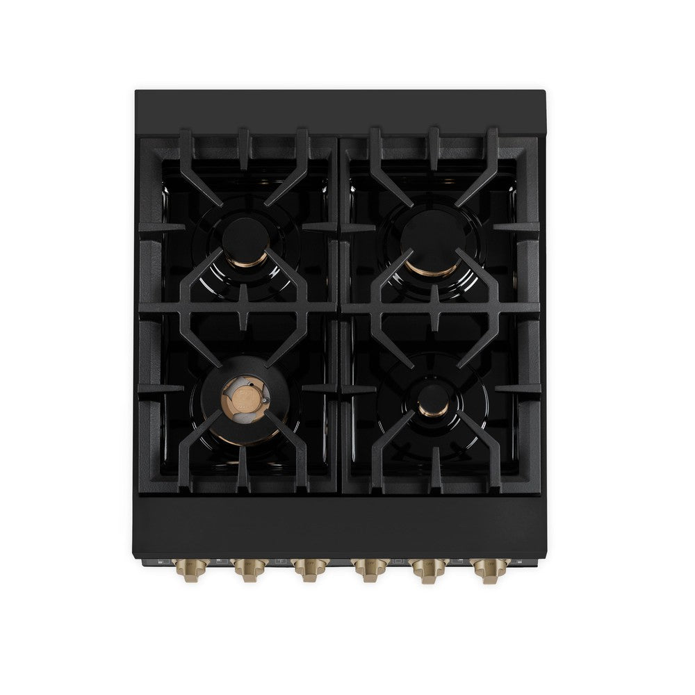 AutographEdition 24" 2.8 cu. ft. Dual Fuel Range with Gas Stove and Electric Oven in Black Stainless Steel with Champagne Bronze Accents RABZ24CB