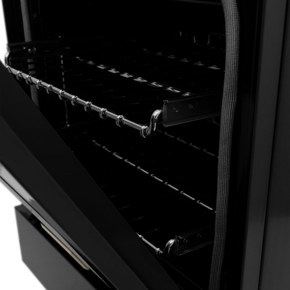 AutographEdition 24" 2.8 cu. ft. Dual Fuel Range with Gas Stove and Electric Oven in Black Stainless Steel with Champagne Bronze Accents RABZ24CB