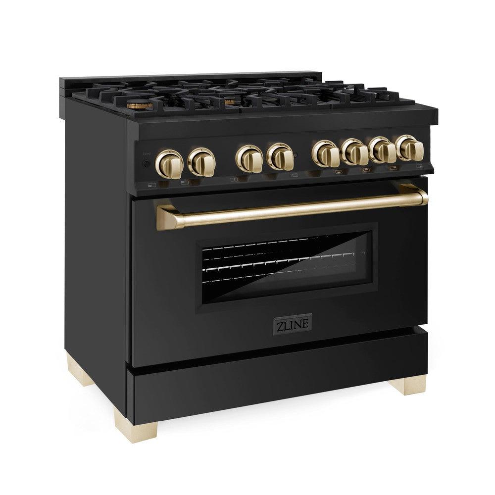 Autograph Edition 36" 4.6 cu. ft. Dual Fuel Range with Gas Stove and Electric Oven with Gold Accents RABZ36G