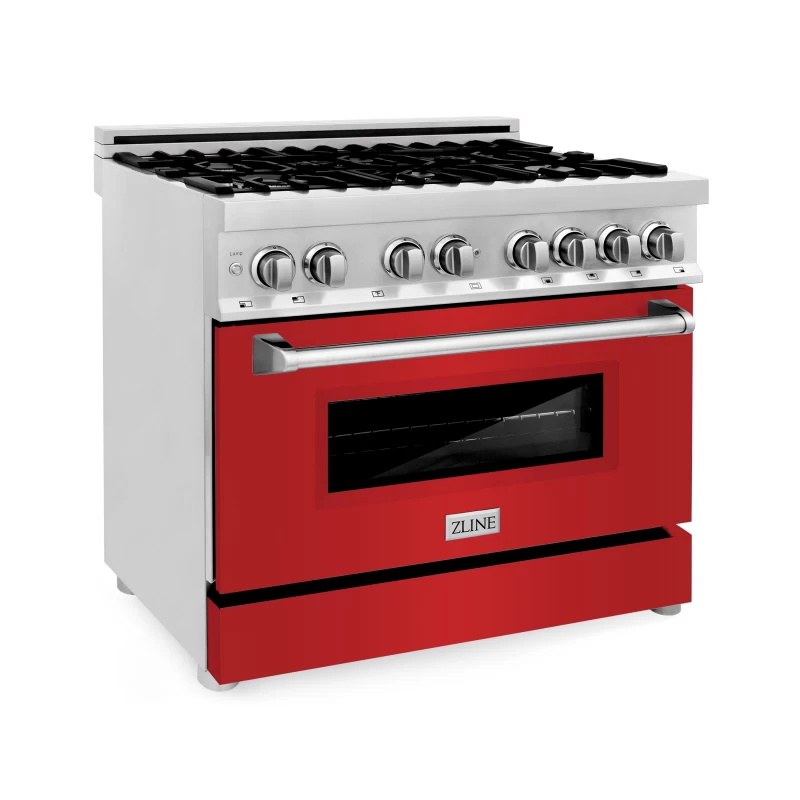 ZLINE 36" Dual Fuel Range with Gas Stove and Electric Oven with Color Door Options (RA36) Stainless Steel RARM36 Picture 1