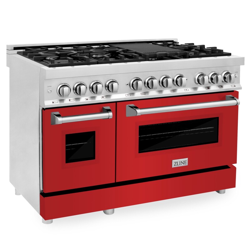 ZLINE 48" Professional Dual Fuel Range with Color Door Options (RA48) Stainless Steel RARM48 Picture 1