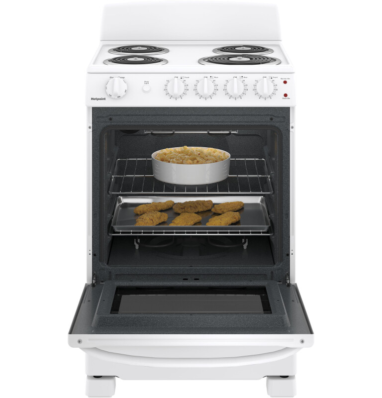 Hotpoint® 24" Free-Standing Front-Control Electric Range RAS300DMWW