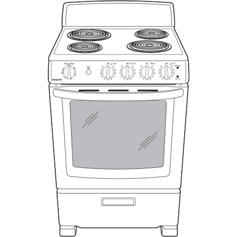 Hotpoint® 24" Free-Standing Front-Control Electric Range RAS300DMWW