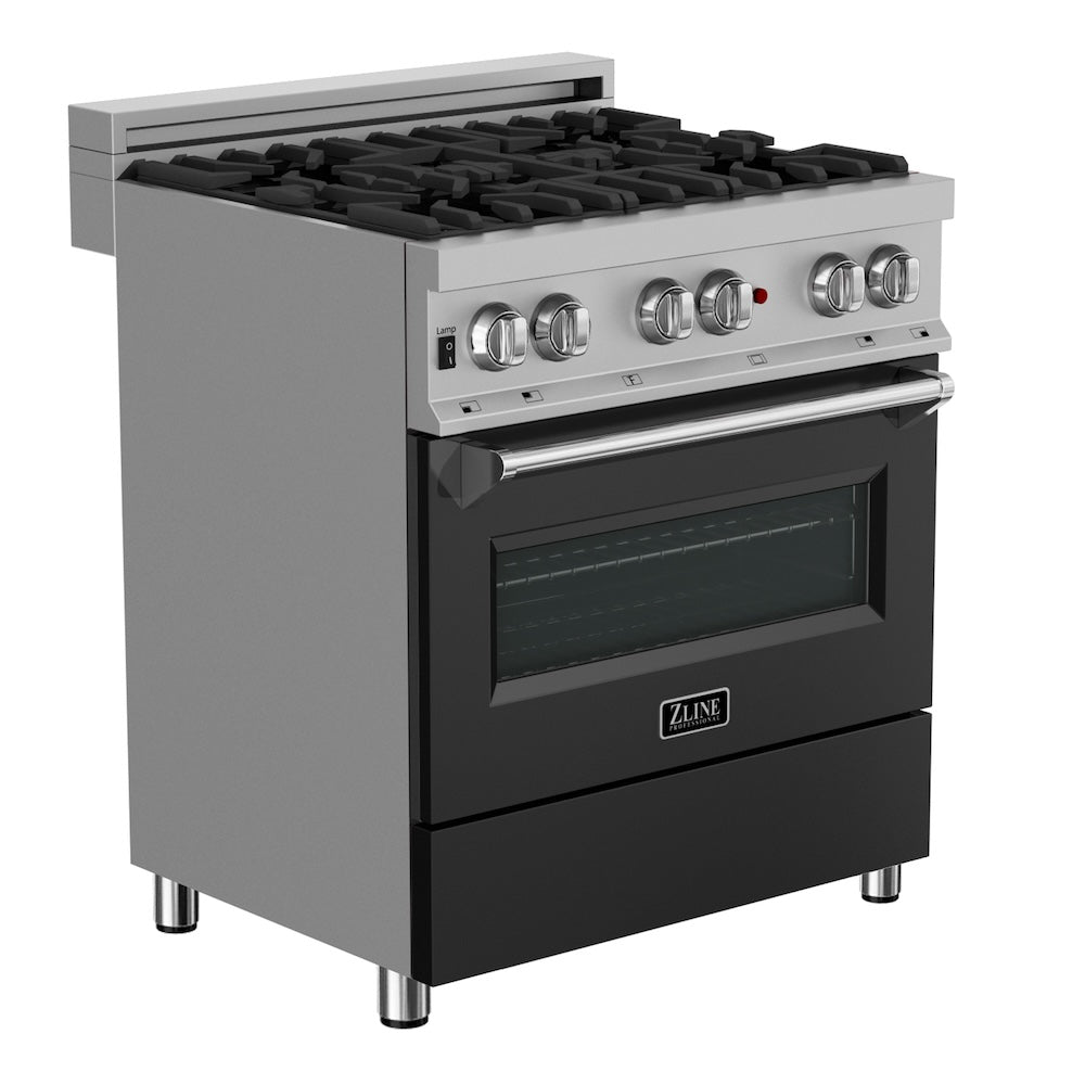 30" 4.0 cu. ft. Dual Fuel Range with Gas Stove and Electric Oven and Black Matte Door RASBLM30
