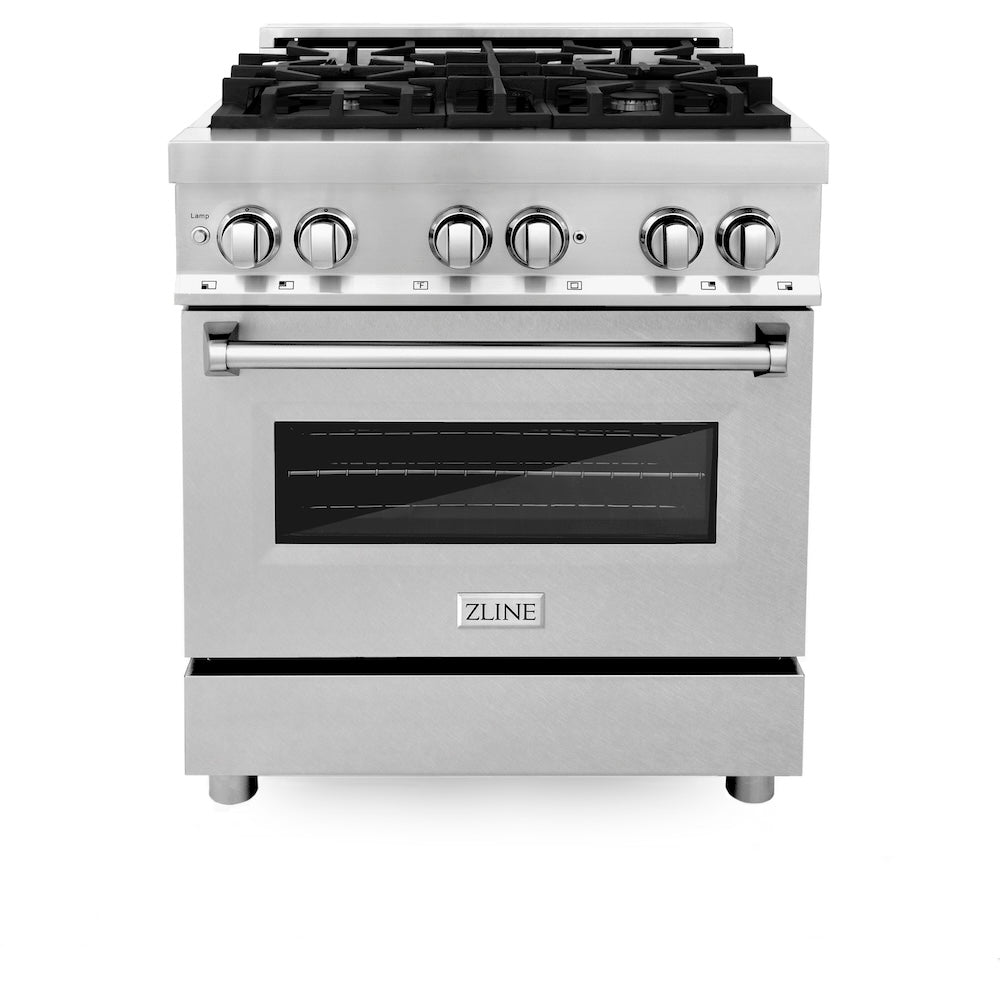 30 In. 4.0 Cu. Ft. Legacy Dual Fuel Range With 4 Burner Gas Cooktop And Electric Convection Oven In Stainless Steel With Satin Stainless Steel Door RASN30