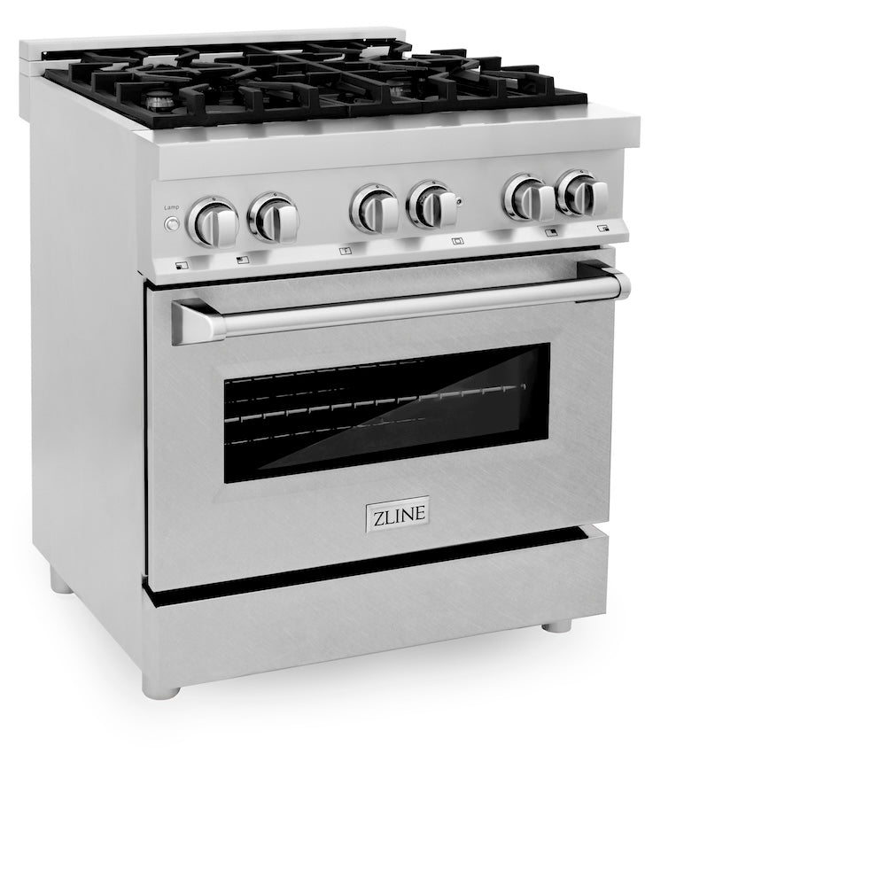 30 In. 4.0 Cu. Ft. Legacy Dual Fuel Range With 4 Burner Gas Cooktop And Electric Convection Oven In Stainless Steel With Satin Stainless Steel Door RASN30