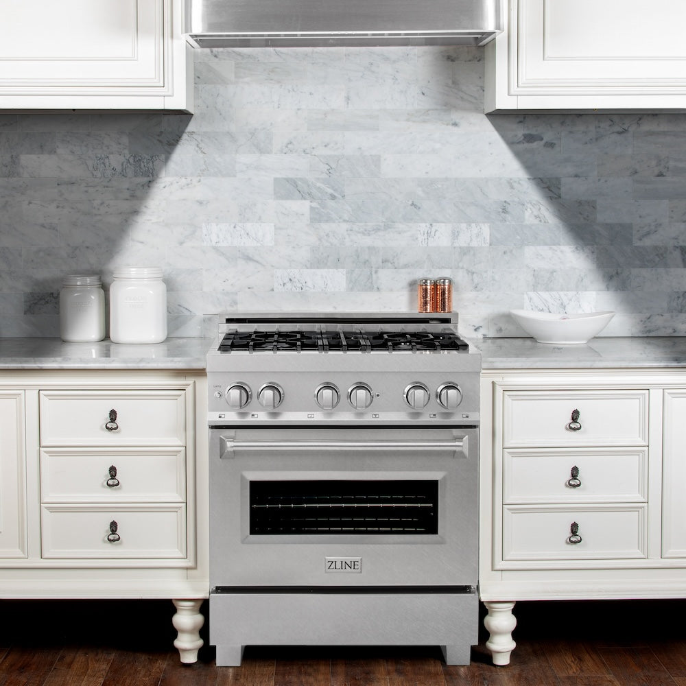 30" 4.0 cu. ft. Dual Fuel Range with Gas Stove and Electric Oven in DuraSnow® Stainless Steel (RAS-30) -DuraSnow Stainless Steel® RASSN30